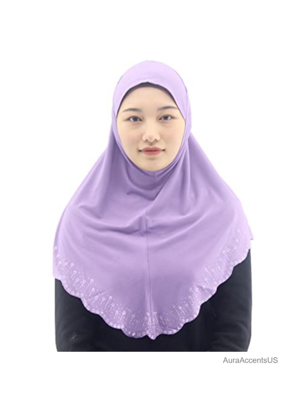 Instant Hijab Scarf with Czech Rhinestone for Women - Stretchy Breathable